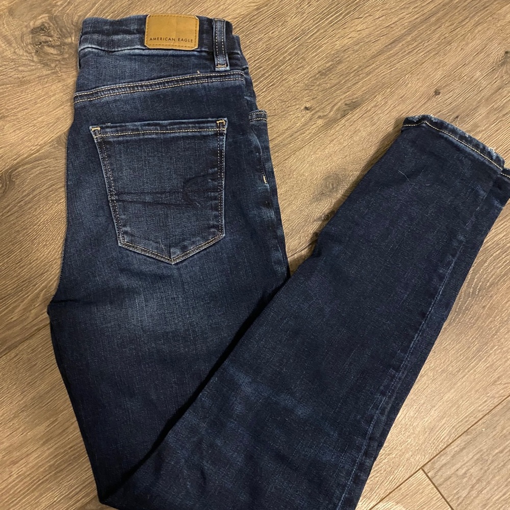ae super high rise curvy jeans - dark wash